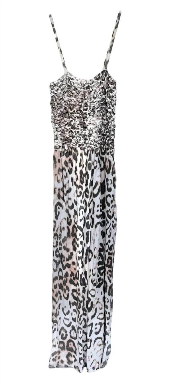 NEW VENTI6 women's cheetah print jumpsuit in white/black